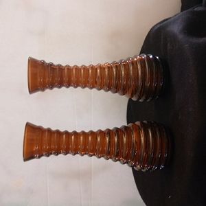 Amber glass bud vases